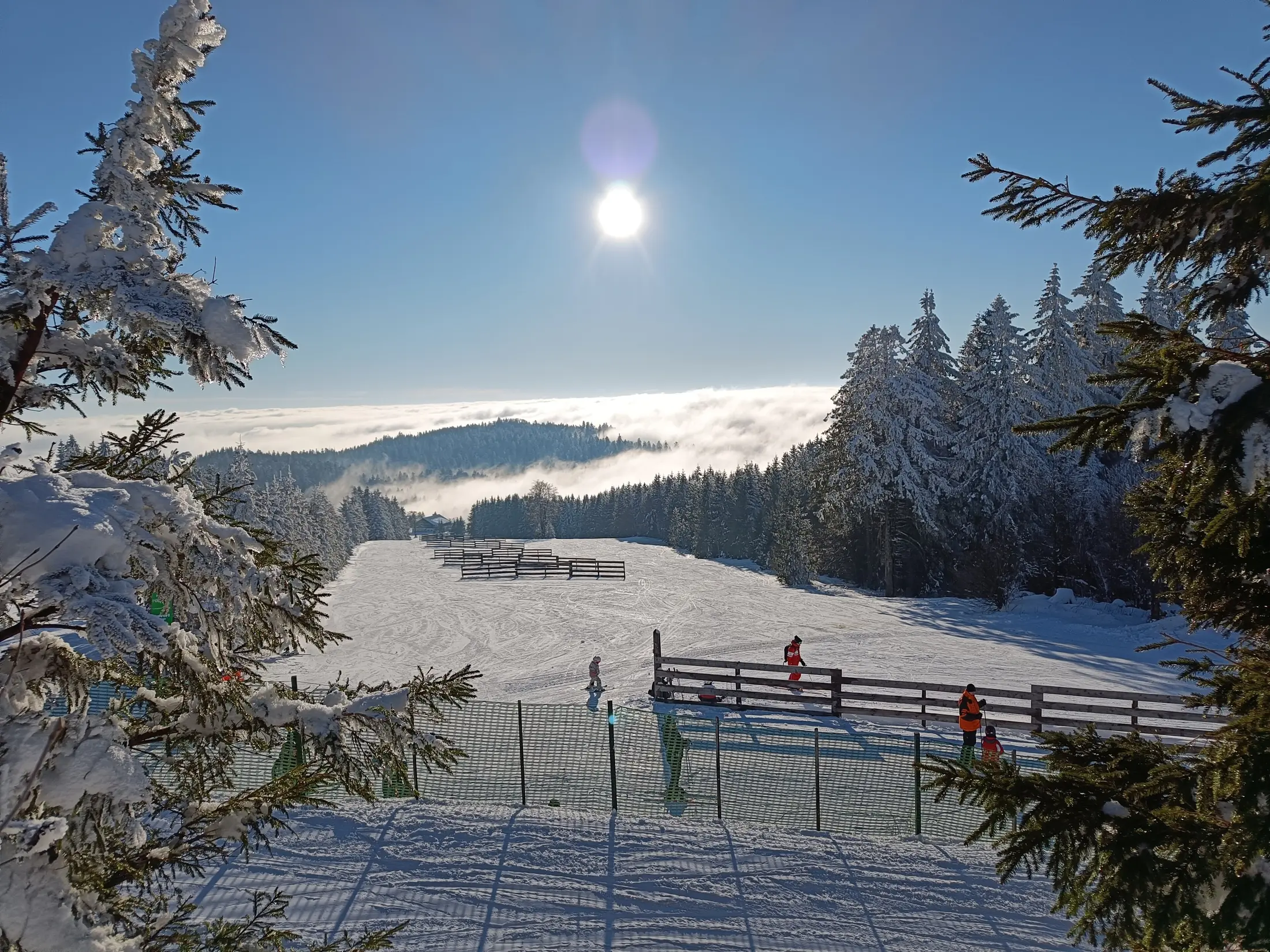 Piste de l’Ourson sous le soleil de janvier à Gérardmer